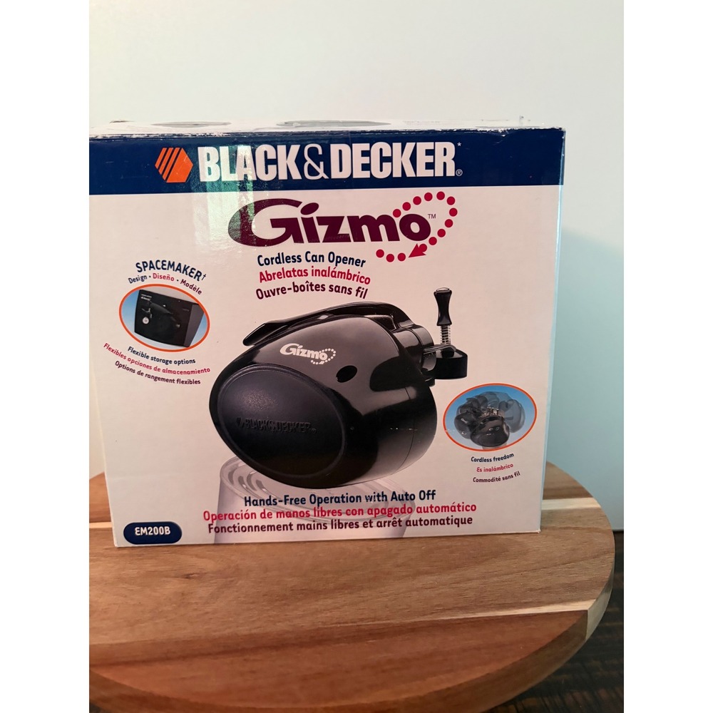 Black and Decker Gizmo Black Cordless Can Opener Spacemaker EM200B New in Box